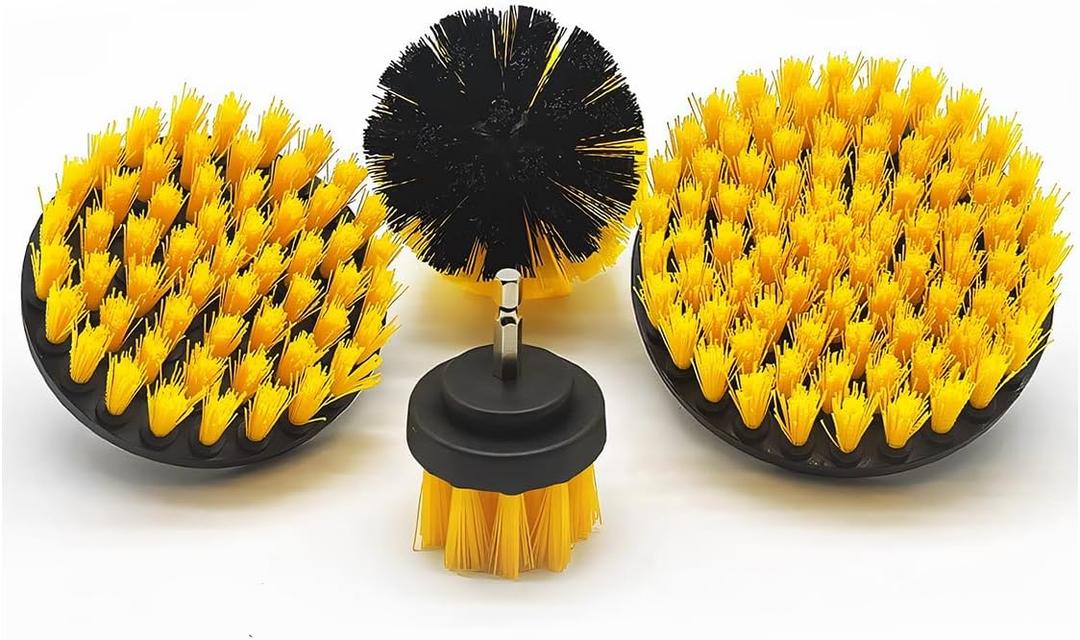 ZIMISI 4PCS Drill Brush Attachment Set, Mult-Purpose Car Wash Brush, Rotary Detailing Brush Set, Car Carpet Cleaner Brushes for Wheel, Grout, Shower, Bathroom, Floor (Yellow)