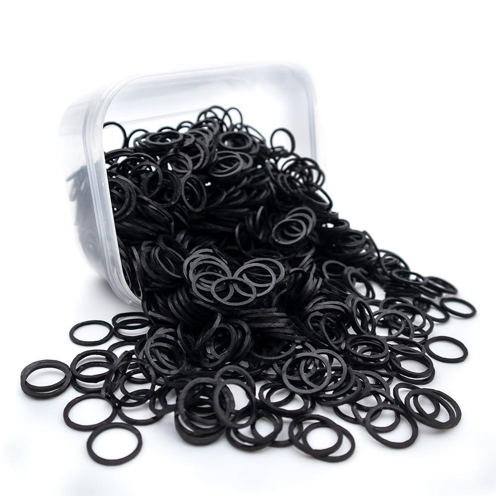 2 x Beauty Town Hair Tie Rubber Bands - 1000pcs/500pcs Soft Stretchy Elastic Bands for Braids, Ponytails & Bun