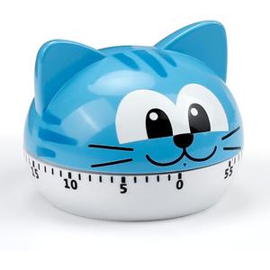 Cute Kitchen Timer Mechanical Timer for Kids (Blue Cat)