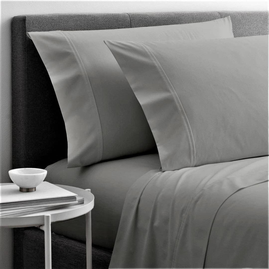 Cottingon 4 Piece RV King Sheets, 100% Extra Long Staple Premium Egyptian Cotton, Soft Camper King Bed Sheet Set, Fits Upto 15" Deep RV Bunk Mattress 72"X80", Light Grey