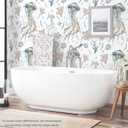 2 x HeloHo Peel and Stick Wallpaper Light Blue Wall Paper Ocean Jellyfish Seaweed Self Adhesive Removable Waterproof Contact Paper for Bathroom Living Room Decor Kids Room Wallpaper 16.1" X 118"