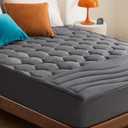 Bedsure Grey Queen Mattress Pad - Quilted Fitted Mattress Topper Protector with 8-21 Inches Deep Pocket, Noiseless Breathable Bed Cover Padded, Machine Washable, Grey, 60x80 Inches