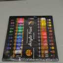 Acrylic Paint Set Canvas Art Paints 24 Colors Perfect Paint Finish (0.41oz,12 ml) With 3 Brushes - Painting Canvas, Paper, Wood, Rock, MDF, Ceramic & Fabric