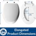 Mayfair Padded Toilet Seat with Chrome Hinges, Soft Vinyl over Wood Core Seat, Made in USA, Elongated, White
