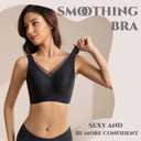 Bras for Women No Underwire Comfortable Sports Bra Smoothing Minimizer Everyday Bra(32C-46DD) (Black)