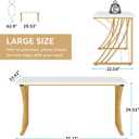 LITTLE TREE 55’’ Large Modern Computer Desk, White & Gold Luxury Laptop PC Student Table, Makeup Vanity Table with Thick Frame & Strong Legs, Sturdy Writing Workstation for Home & Office, 23.62"D x 55.12"W x 29.53"H