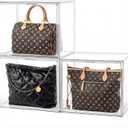HBlife 3 Pack Purse Storage Organizer for Closet, X-Large Clear Stackable Handbag Display Case Box with Magnetic Door for Collectibles, Cosmetics, Women Heels and Toys