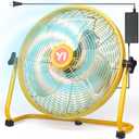 16" High Velocity Floor Fan for Dewalt 20V Max Battery, 3-Speed Battery Operated Cordless Floor Fan with AC Adapter, Heavy Duty Metal Industrial Fans for Warehouse, Garage, and Workshop(Tool Only)