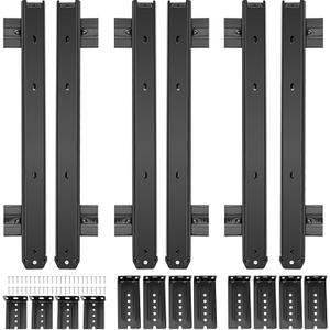 ZOENHOU 3 Pairs 14 Inch Black Keyboard Tray Slides, 22 LB Heavy Duty Ball Bearing Slides Hardware, Computer Tray Keyboard Slider Under Desk Rails Rack with 24 Adjustable Height Bracket and 48 Screws