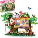 840 Piece Tree House Building Sets,Girls Creative Forest House Building Blocks Kit,STEM Friends Friendship Tree House with Swing Animals Flowers,Christmas Birthday Gifts for Girl Boy Age 6-12+