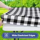 Smiry Picnic Table Cover with Bench Covers, Waterproof Elastic Fitted Tablecloths for 6 Foot Rectangle Tables, Washable Buffalo Plaid Tablecloth for Camping, Outdoor (Black & White, 30"x72")