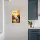 CCWORKERRY White Heron Pictures Bathroom Wall Decor Coastal Bird Couple Painting Beach Egret Poster Wildlife Reed Canvas Prints Hallway Decor(Yellow,16L x 24W)