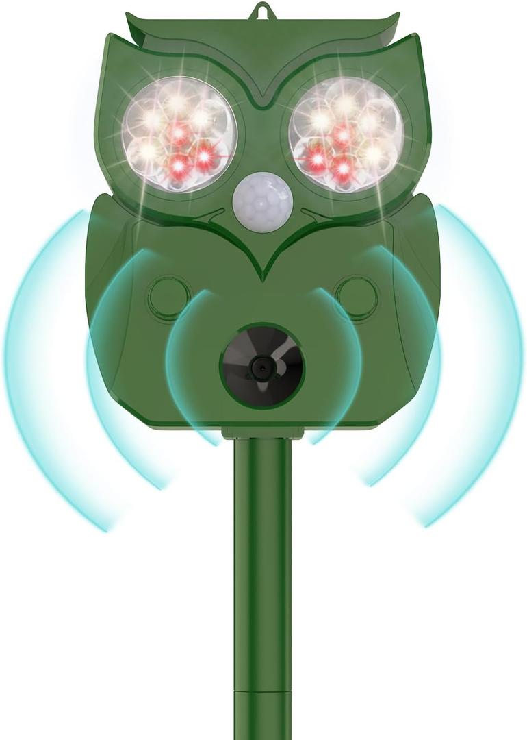 Ultrasonic Animal Repellent - Deer, Squirrel, Cat Repeller Outdoor Sonic Fortress Pro Solar Waterproof Solar Powered Ultrasonic Device for Garden & Yard Professional Deer Repellent Devices (1 Pack)