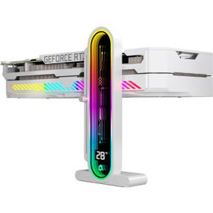 ARGB GPU Support Bracket with Temperature DisplayAmbient Case Temp5V 3pin Universal GPU BracketGraphics Video Card Brace with Height AdjustableDY7-White