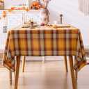 AQOTHES Plaid Fall Tablecloth Thanksgiving Rectangle 60x104 Inch, Yellow Table Cloths Autumn Decorations, Polyester Fabric Table Cover for Harvest Party Dining Farmhouse Kitchen Decor