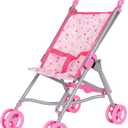 Dream Collection, Doll Stroller - Metal Fold Up and Down Umbrella Stroller for Realistic Pretend Play, Pink - 23”Doll