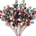 HOHOTIME 24 Pack Artificial Berry Stems Branches, Christmas Faux Holly Colorful Berries Branches Ornaments for Christmas Tree Wreath DIY Craft Decorations Holiday Home Decor(Colorful) (Mixed Colors)