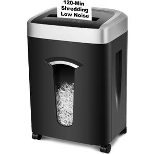Wingwise 120-Minute Paper Shredder - 15-Sheet Capacity, 30L7.9 Gallon Bin, 58dB Quiet Operation, P4 Cross-Cut Heavy-Duty Shredder for Home & Office Use