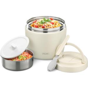 Itslife 32oz Insulated Soup Thermo, Vacuum Stainless Steel Food Jar for Hot & Cold Food, Leakproof Wide Mouth Lunch Container with Spoon, White