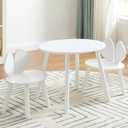 VECELO Activity Table and 2 Chair Set, Wooden Playroom Furniture, Modern Design, Compact Size, Easy Assembly, Matte White