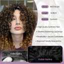 NOSTALGIA Curly Half Wig 3 In 1 Kinky Curly Half Wigs Synthetic Glueless Wear and Go Invisible Hairline Seamless Flip Over with Drawstring Easy to Wear & Adjust 16 Inch(Black and Honey Blonde 1B/27)