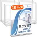 Daofary Acrylic Sign Holder 8.5 x 11 Inches 10 Pack, Double-Sided Stand up Table Top Paper Holder, Store Sign Holders, Plastic Sign Display for Restaurants, Hotels, Office