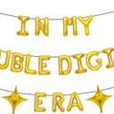 2 x In My Double Digits Era Balloons Birthday Party Balloons In My Double Digits Era 10th Birthday Party Balloons for Girl's Birthday Party Decorations (Golden)
