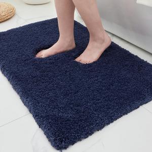 ILANGO Navy Blue Bathroom Rugs 30"  20" Non Slip & Super Absorbent Extra Thick Soft, Washable Bath Mat for Floor, Microfiber Plush Shaggy Bath Rug with Rubber for Bathtub Shower Room Sink