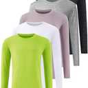 Orrstarry 5 Pack: Youth Girls Long Sleeve Shirts Dry Fit Athletic T-Shirts Soft Active Performance Tees Tops for Kids Teens L