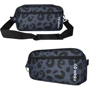 40Winkz Travel CPAP Carrying Bag Fit For ResMed AirMini, Portable CPAP Equipment Bag and Supplies Storage Bag with Shoulder Strap, Organizer Carrying Case with Luggage Strap (Black Leopard)