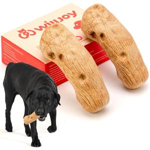 Willjoy 2-Pack Tough Dog Toys for Aggressive Chewers, Pine Wood and Nylon Dog Chew Toys, Aggressive Chew Toys for Large Dogs, Bacon Indestructible Dog Toy, Large Dog Toys to Keep Them Busy