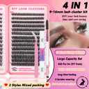 Lash Clusters Kit, 560 Pcs Eyelashes Clusters Kit 9-16mm Individual Lash Extension Kit D Curl Fluffy Wispy False Eyelashes (50D+60D New, Lash Clusters Kit)