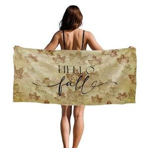 YLZlhb Fall Beach Towel, Vintage Rustic Autumn Maple Leaf Oversized Bath Swim Pool Towels for Bathroom Swimming Pool Travel Camping Picnic, Fall Autumn Bathroom Decor, 30x60 Inches