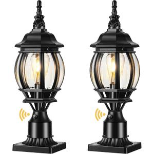 VIANIS Dusk to Dawn Outdoor Post Lights with Pier Mount Base, Hardwired, Standard-E26-2 Pack