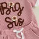 Toddler Baby Girl Clothes Floral Infant Summer Shirt Shorts Set Cute Big Sister Little Sister Matching Outfits (2-3T)