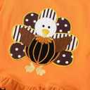 Noubeau Toddler Baby Girl Thanksgiving Outfits Cute Turkey Ruffled Shirt Flared Sleeves Top Polka Dot Pants (Orange)