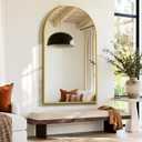 Delma Arched Bathroom Mirror, Gold, 50"x30"