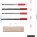 Heavy Duty Wire Broom with Telescopic Handle(57IN), Stiff Metal Bristle Brush for Removing Weed Moss, Outdoor Floor Scrub Brush for Patio, Deck, Garden, Concrete, Garage
