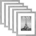 upsimples 8x10 Picture Frame Set of 5, Display Pictures 5x7 with Mat or 8 x 10 Without, Wall Gallery Photo Frames, Gray