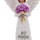 AUKEST Mothers Day Birthday Gifts for Grandma, Grandmother, Grandma Birthday Gifts, Grandmother Gift Sculpted Hand-Painted Figure (Purple Flowers)