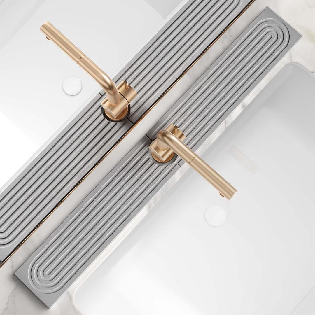 30 inch Kitchen Faucet Absorbent Mat - Diatomaceous Earth Splash Guard for Sink Faucet, Aesthetic Water Absorbing Stone Tray in The Modern Home(Grey, 30" x 3.9") (Gray)