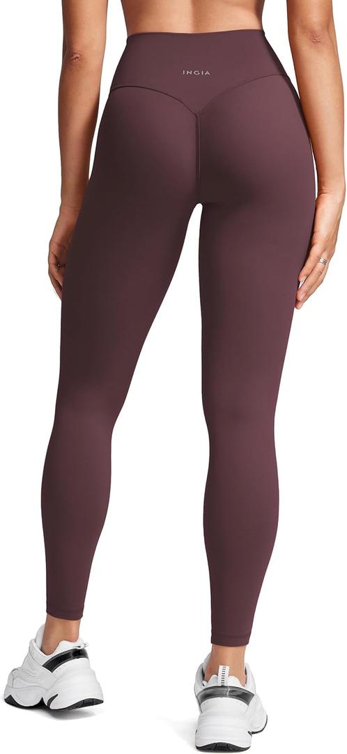 Womens High Waist No Front Seam Scrunch Butt Leggings Workouts 25 Inches V-Back Scrunch Booty Gym Yoga Pants (Medium, Plumbrown)