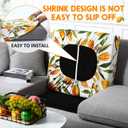 SmoothNovelty 8 Pcs Lemon Printed Couch Cover Stretch Floral Sofa Cushion Bohemian Printed Washable Cushion Covers with Elastic for Furniture Chair Bottom