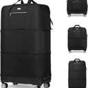 SOBIY Large Expandable Foldable Luggage Collapsible Suitcases Rolling Travel Duffel Bag Lightweight Carry-on Suitcase with Spinner Wheels &Anti-Collision Base Case for Women and Men,BLACK