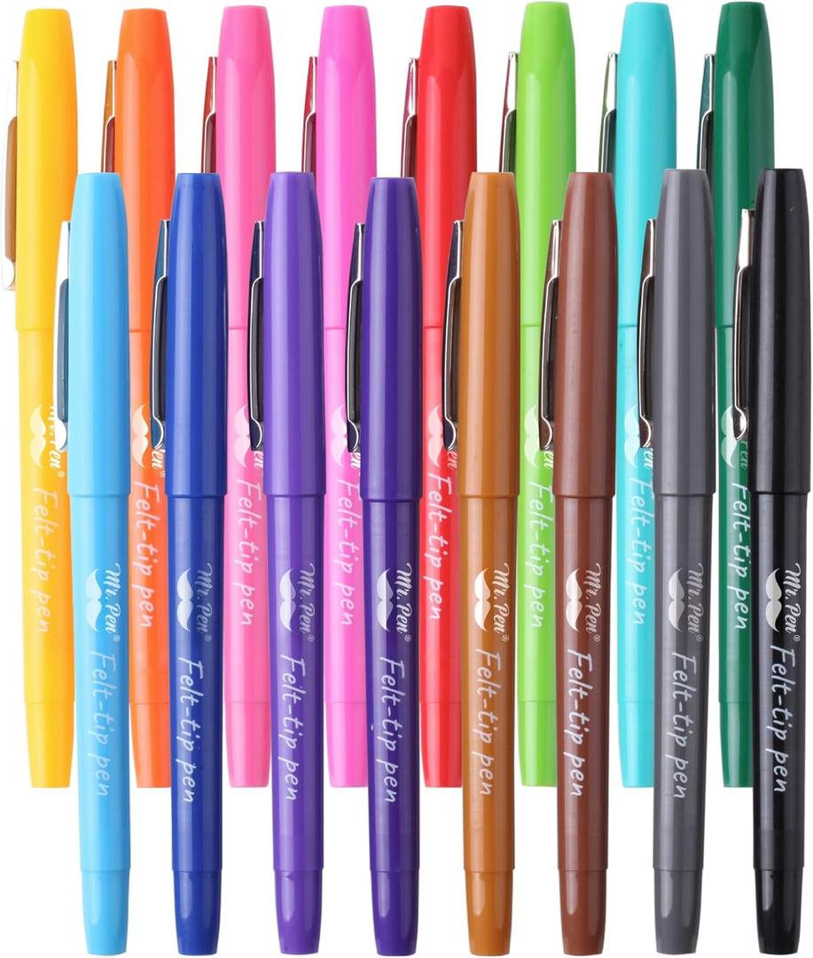 Mr. Pen- Felt Tip Pens, 16 Pack, Assorted Colors, Colored Felt Tip Pens