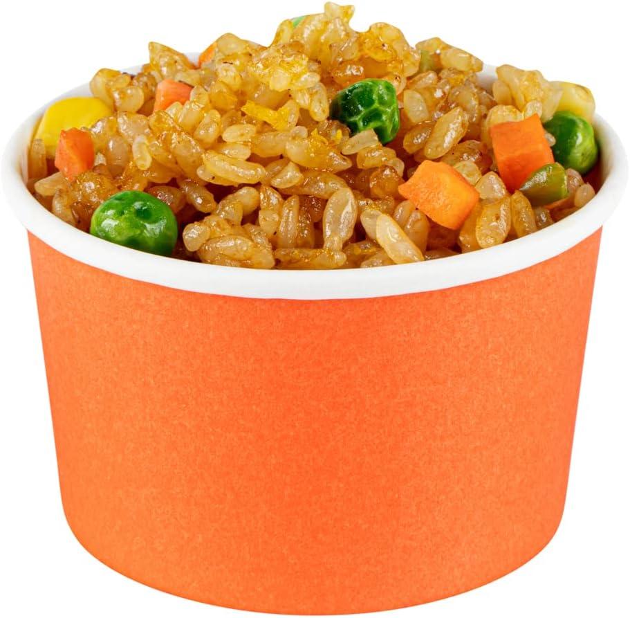 Coppetta 3-Ounce Dessert Cups, 50 Disposable Ice Cream Cups - Lids Sold Separately, Durable, Orange Paper Frozen Yogurt Bowls, For Hot And Cold Foods, Perfect For Gelato Or Mousse - Restaurantware