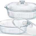 M MCIRCO 4-Piece Glass Casserole Baking Dish, Set of 2 Casseroles With Glass Lids, 1.9 Qt and 3 Qt (1.9 Qt 3 Qt)