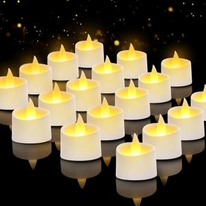 White Flameless LED Tea Lights - Battery-Powered Dancing Flame Candles for Modern Homes, White Weddings & Easter Decor (White Base, 24 Pack)