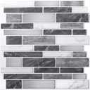 Art3d 10-Sheet Self-Adhesive Tile Backsplash for Kitchen, Vinyl Decorative Marble Tiles, 30 * 30cm (Grey-white)