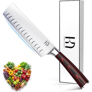KnifeSaga 2026 Upgraded Nakiri Chef Knife Japanese Professional 7 Inch Sharp Meat Cleaver Kitchen Knives for Chopping Vegetable and Cooking, High Carbon Stainless Steel Asian Chopping Chefs Knife
